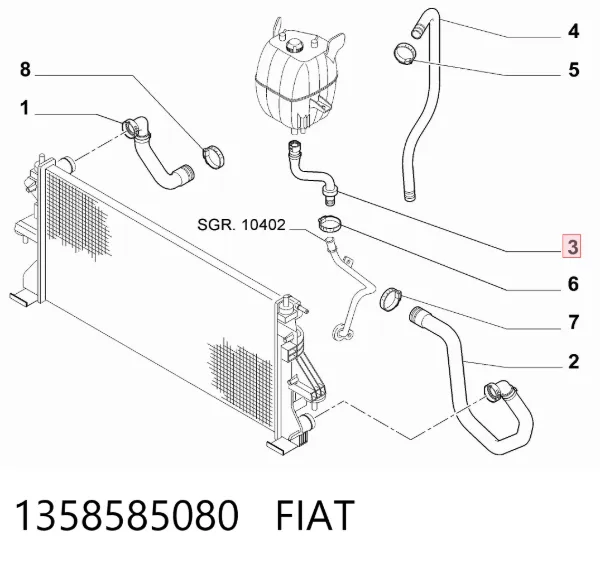 Шланг расширительного бачка нижний 1358585080 Fiat/Alfa/Lancia
