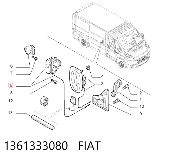 Замок двери боковой сдвижной правой 1361333080 Fiat/Alfa/Lancia