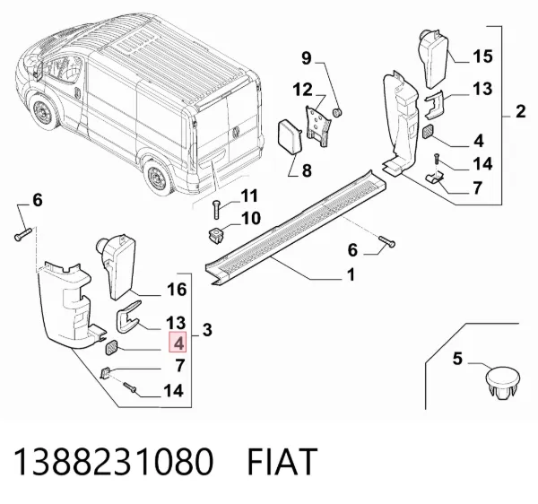 Катафот заднего бампера 1388231080 Fiat/Alfa/Lancia