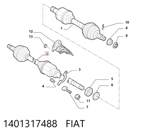 Правая полуось 1401317488 Fiat/Alfa/Lancia