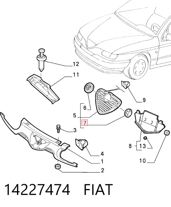 Кронштейн эмблемы решетки радиатора 14227474 Fiat/Alfa/Lancia