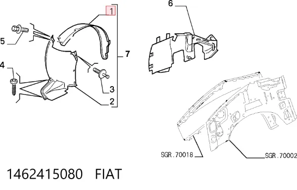 Подкрылок крыла переднего левый передний 1462415080 Fiat/Alfa/Lancia