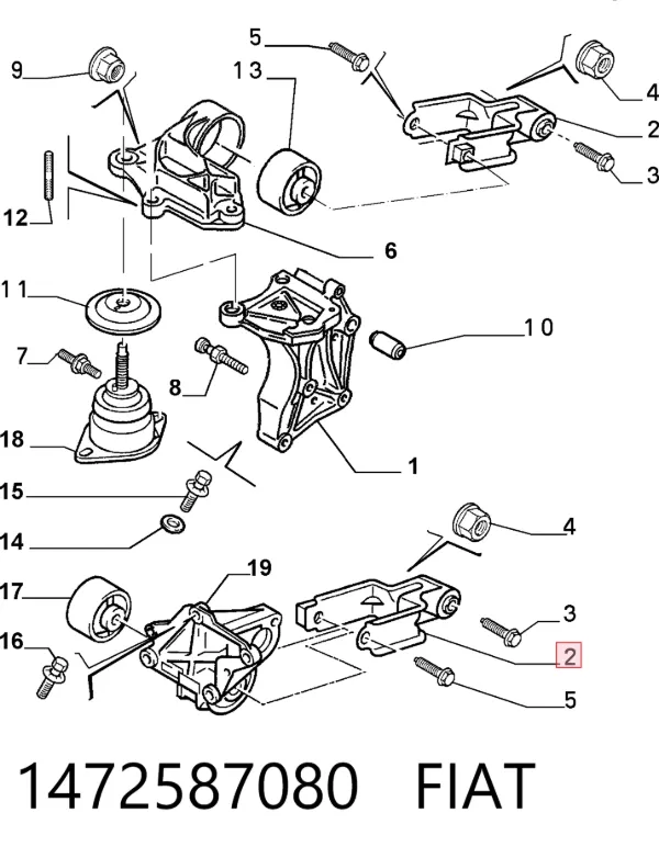 Кронштейн подушки (опоры) двигателя задней 1472587080 Fiat/Alfa/Lancia