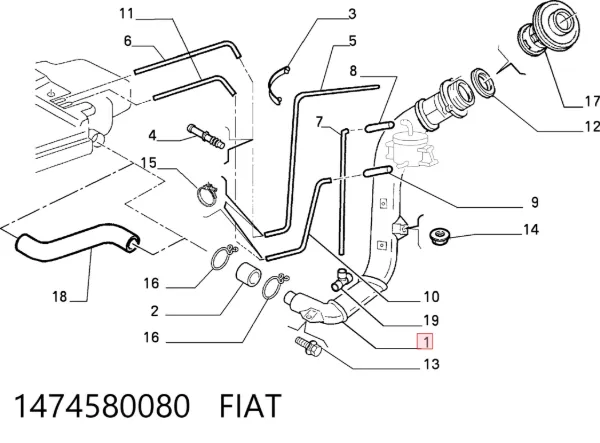 Горловина топливного бака 1474580080 Fiat/Alfa/Lancia