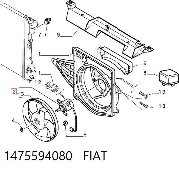 Электровентилятор охлаждения 1475594080 Fiat/Alfa/Lancia