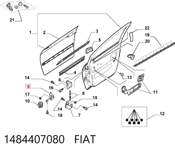 Ограничитель двери 1484407080 Fiat/Alfa/Lancia