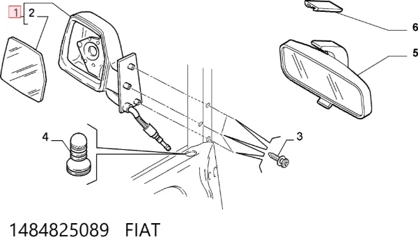 Правое зеркало 1484825089 Fiat/Alfa/Lancia
