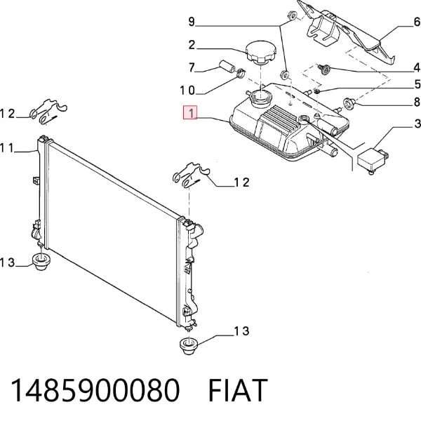 Бачок системы охлаждения 1485900080 Fiat/Alfa/Lancia