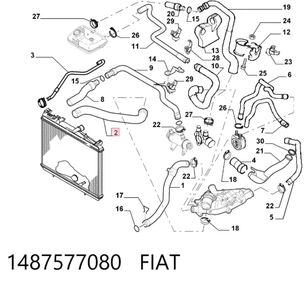 Патрубок радиатора 1487577080 Fiat/Alfa/Lancia