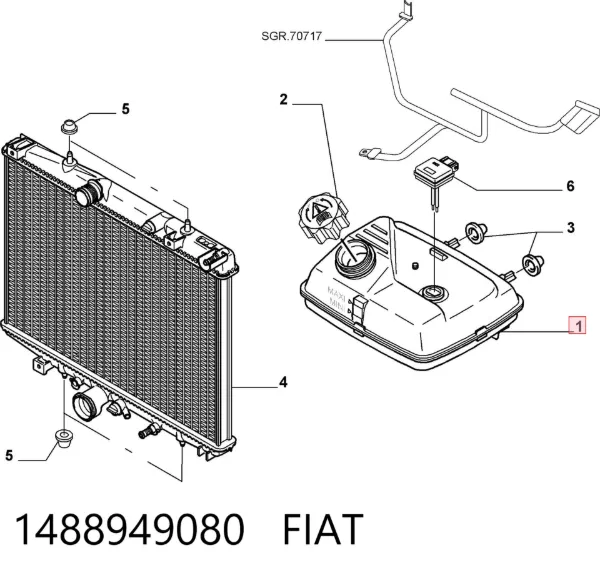 Бачок системы охлаждения 1488949080 Fiat/Alfa/Lancia