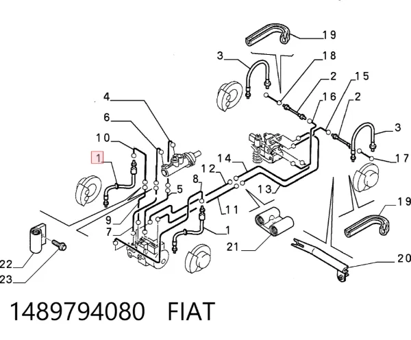 Шланг тормозной передний 1489794080 Fiat/Alfa/Lancia
