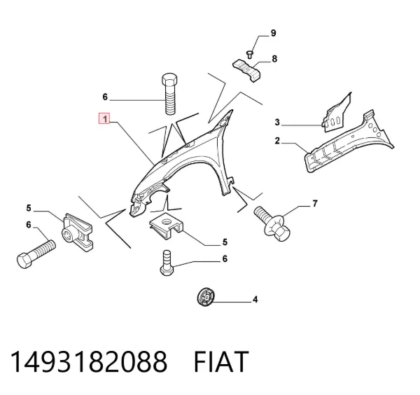 Крыло переднее правое 1493182088 Fiat/Alfa/Lancia