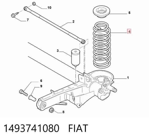 Задняя пружина 1493741080 Fiat/Alfa/Lancia