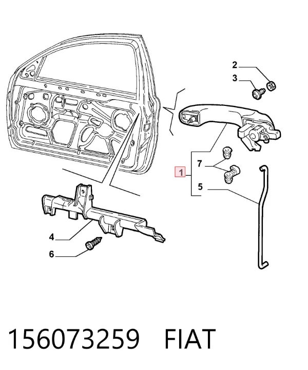 Ручка двери передней наружная правая 156073259 Fiat/Alfa/Lancia