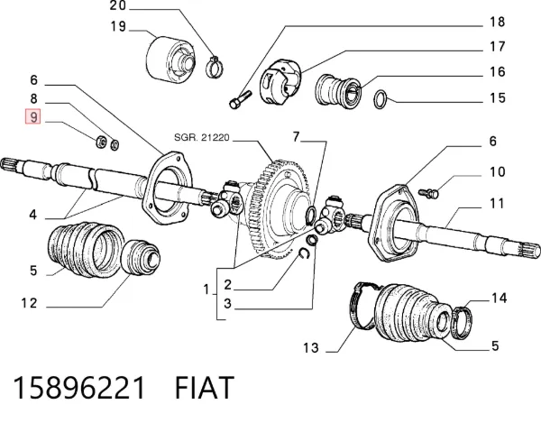 Гайка выпускного коллектора 15896221 Fiat/Alfa/Lancia