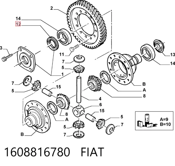 Левый сальник полуоси 1608816780 Fiat/Alfa/Lancia