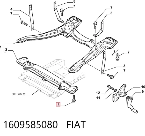 Болт крепления подрамника 1609585080 Fiat/Alfa/Lancia
