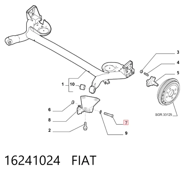 Болт крепления задней балки (подрамника) 16241024 Fiat/Alfa/Lancia
