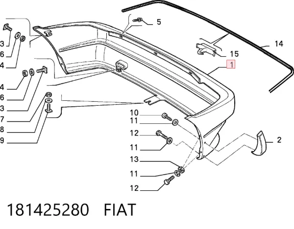 Задний бампер 181425280 Fiat/Alfa/Lancia
