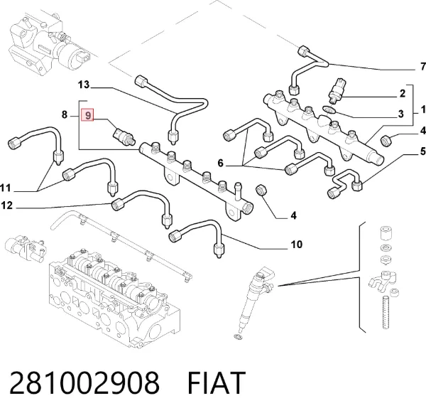 Датчик давления топлива 281002908 Fiat/Alfa/Lancia