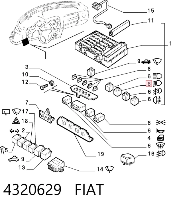 Реле многофункциональное 4320629 Fiat/Alfa/Lancia
