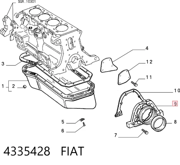 Крышка мотора задняя 4335428 Fiat/Alfa/Lancia