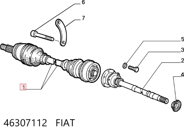 Левая полуось 46307112 Fiat/Alfa/Lancia