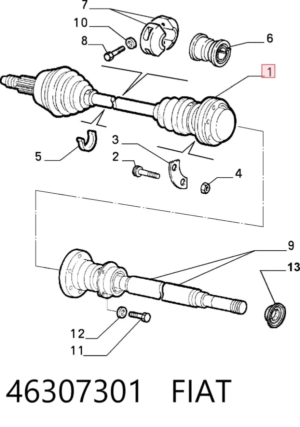 Полуось передняя 46307301 Fiat/Alfa/Lancia