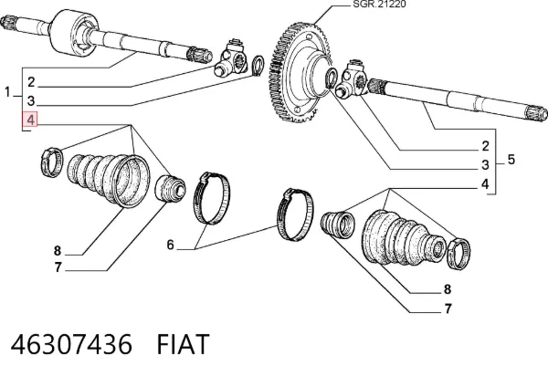 Пыльник ШРУСа внутренний 46307436 Fiat/Alfa/Lancia
