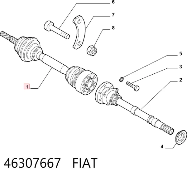 Правая полуось 46307667 Fiat/Alfa/Lancia