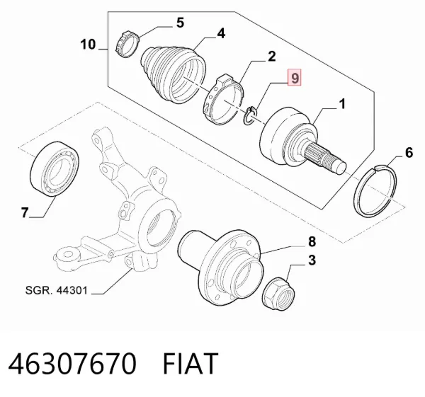 Кольцо стопорное ШРУСа 46307670 Fiat/Alfa/Lancia