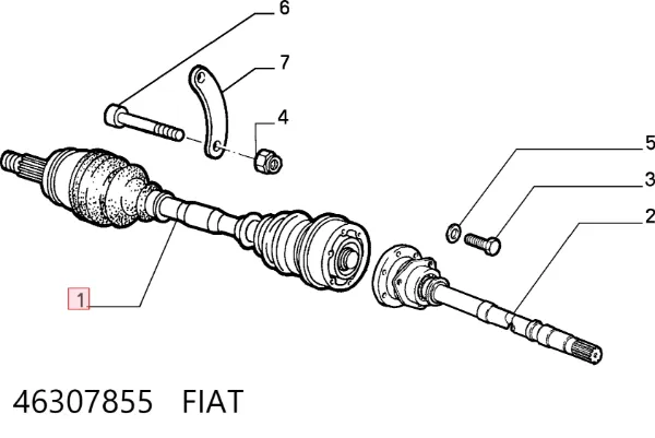 Правая полуось 46307855 Fiat/Alfa/Lancia