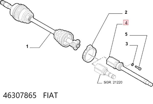 Правая полуось 46307865 Fiat/Alfa/Lancia