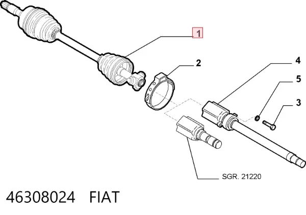 Правая полуось 46308024 Fiat/Alfa/Lancia