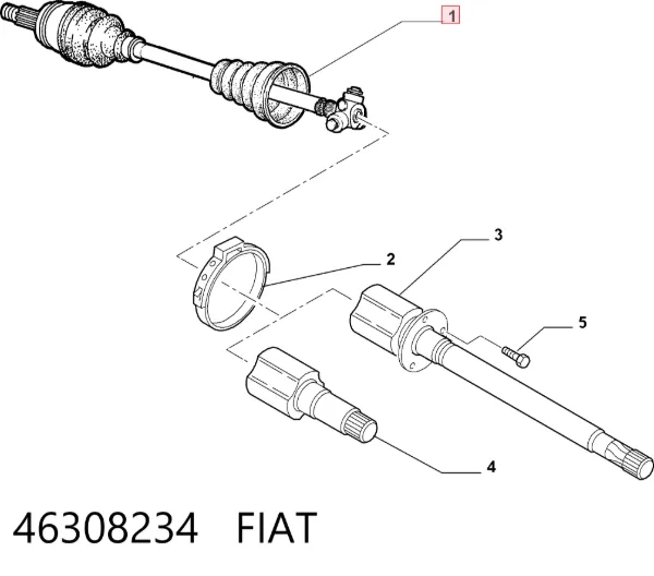 Левая полуось 46308234 Fiat/Alfa/Lancia