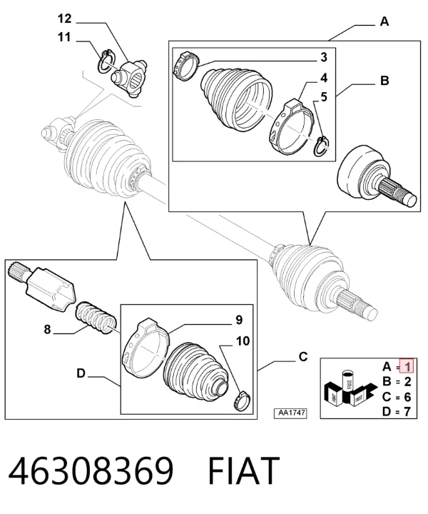 ШРУС наружный передний 46308369 Fiat/Alfa/Lancia
