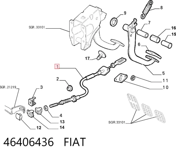 Трос сцепления 46406436 Fiat/Alfa/Lancia
