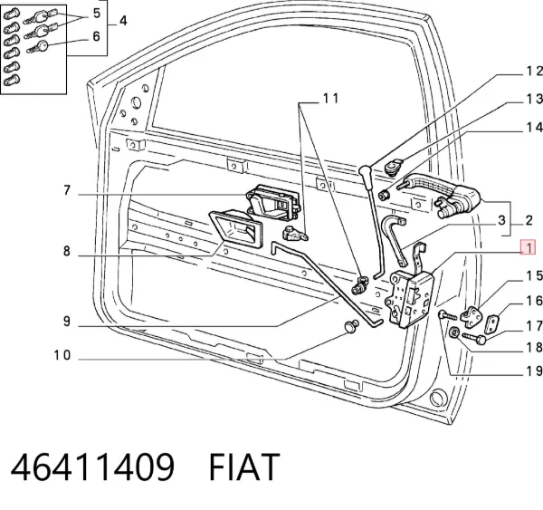 Замок водительской двери Fiat Tempra 159