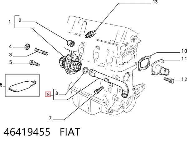 Патрубок системы охлаждения 46419455 Fiat/Alfa/Lancia