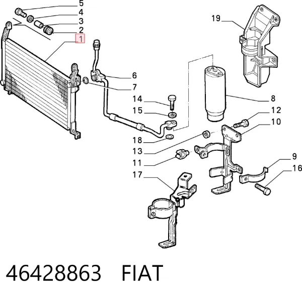 Радиатор кондиционера 46428863 Fiat/Alfa/Lancia