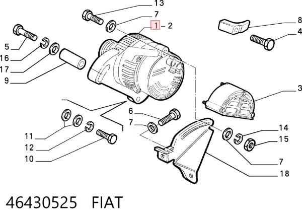 Генератор 46430525 Fiat/Alfa/Lancia