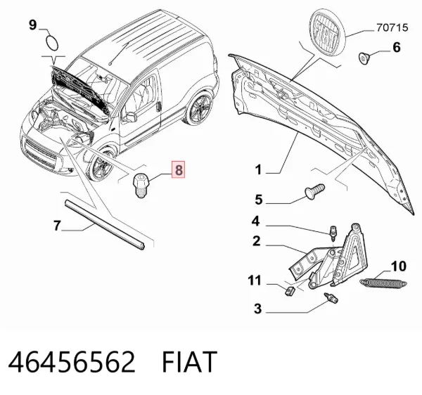 Буфер (отбойник) капота 46456562 Fiat/Alfa/Lancia