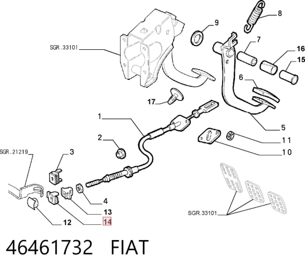 Трос сцепления 46461732 Fiat/Alfa/Lancia