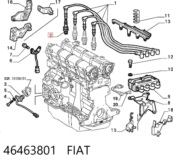 Свечи зажигания 46463801 Fiat/Alfa/Lancia