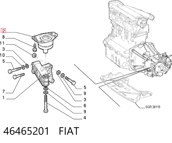 Передняя опора двигателя 46465201 Fiat/Alfa/Lancia