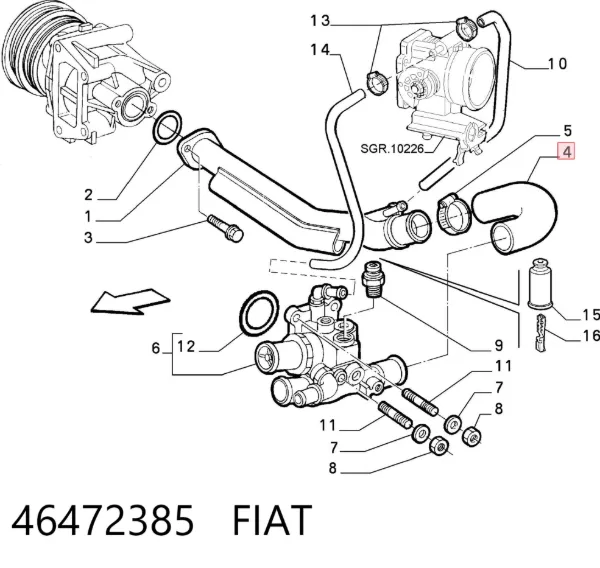 Патрубок системы охлаждения 46472385 Fiat/Alfa/Lancia