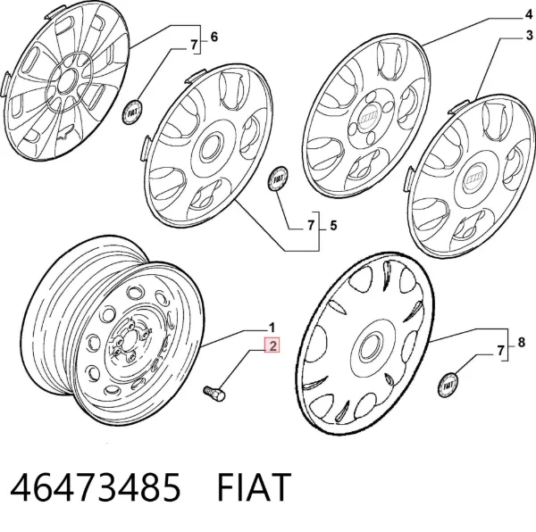Колесный болт 46473485 Fiat/Alfa/Lancia