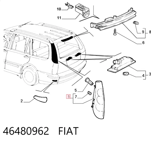 Задний фонарь Fiat Marea 185