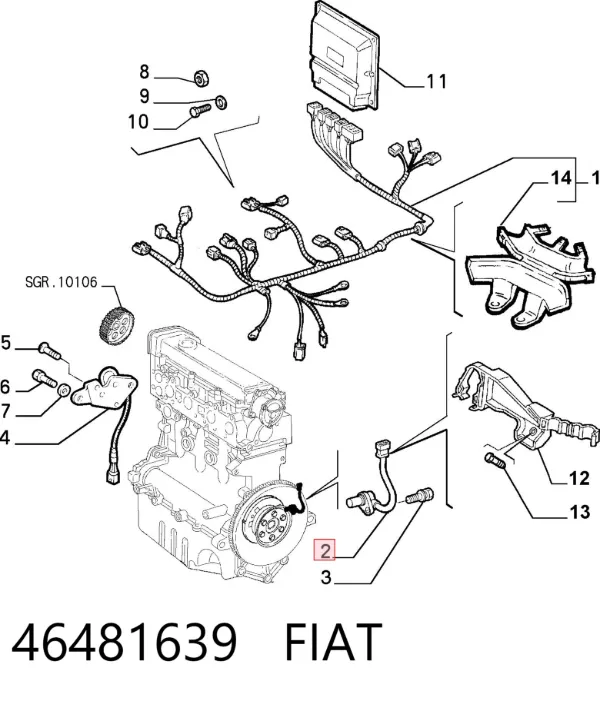 Датчик коленвала 46481639 Fiat/Alfa/Lancia