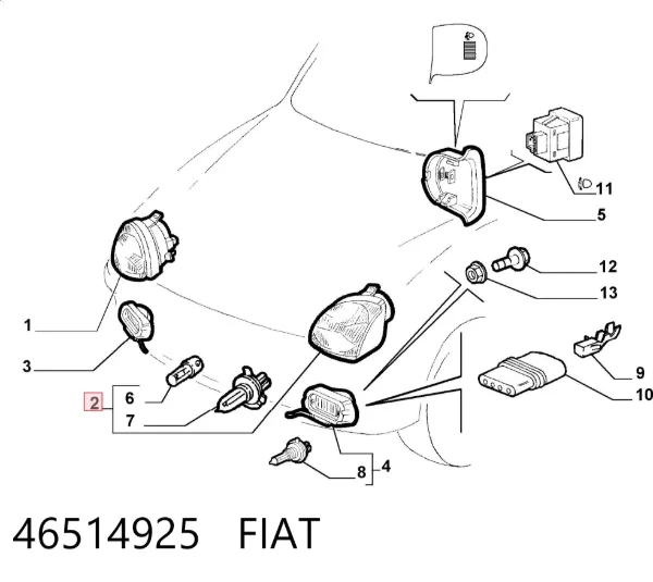 Левая фара 46514925 Fiat/Alfa/Lancia